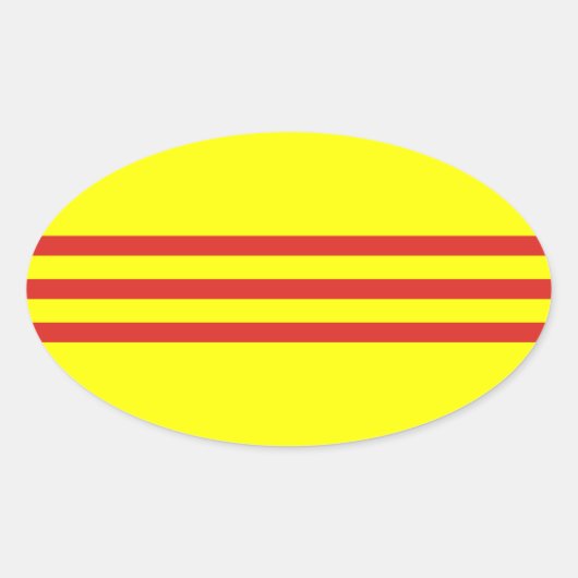 Zuid-Vietnam* Vlag Ovale Sticker (Voorkant)