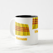 Zuid-Vietnam Wavevlag met naam Tweekleurige Koffiemok (Voorkant links)