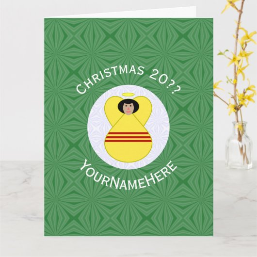 Zuid-Vietnamese engel kerstvlag gepersonaliseerd Kaart (Gele Bloem)