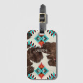  Zuid-Western Koeienhuid Azteeks Patroon Bagagelabel (Voorkant (verticaal))