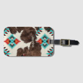  Zuid-Western Koeienhuid Azteeks Patroon Bagagelabel (Voorkant (horizontaal))