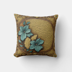 Zuid-Westerne Country Beige Turquoise Bloemen Kussen