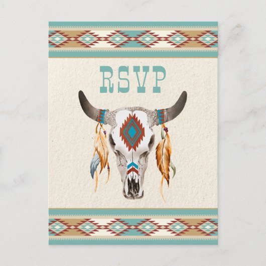 Zuid-westerse boho-stamranch-huwelijk RSVP  Briefkaart (Voorkant)