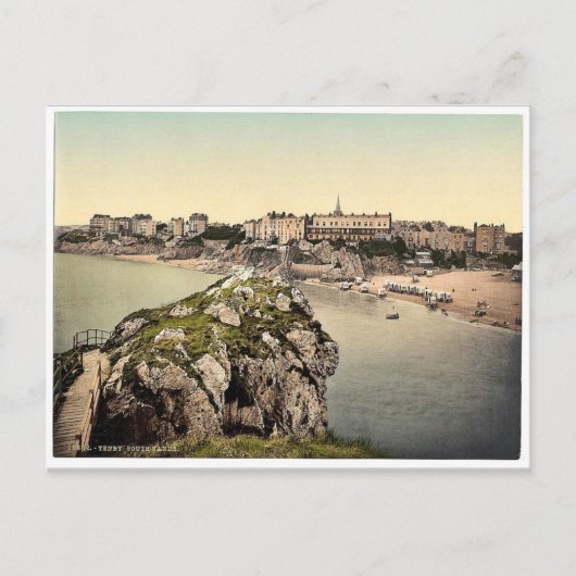 Zuid-zand, Tenby, Wales, zeldzame Photochrom Briefkaart (Voorkant)