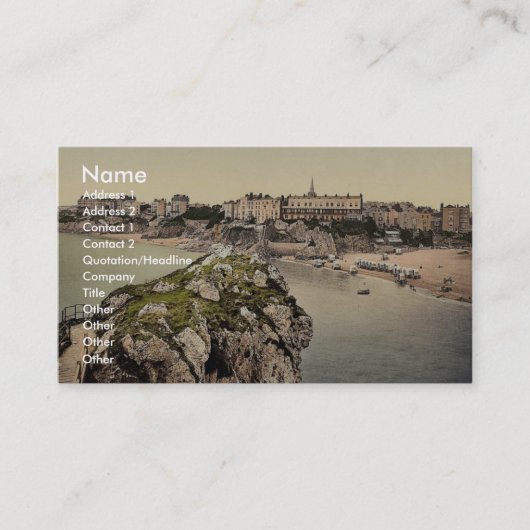 Zuid-zand, Tenby, Wales, zeldzame Photochrom Visitekaartje (Voorkant)