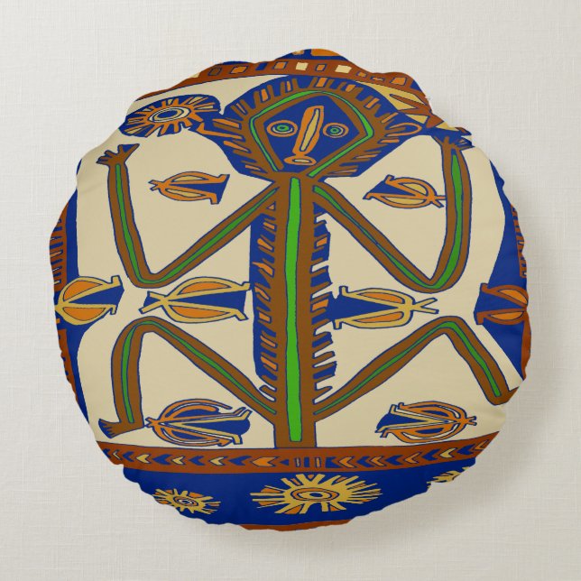 Zuid-Zeeen Samoa Man Rond Kussen (Achterkant)