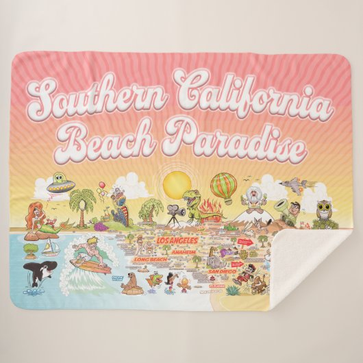 Zuidelijk Californië Beach Paradise Sherpa Deken (Voorkant (horizontaal))
