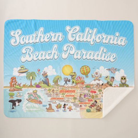 Zuidelijk Californië Beach Paradise Sherpa Deken (Voorkant (horizontaal))