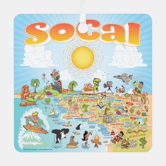 Zuidelijk Californië Metalen Ornament (Voorkant)