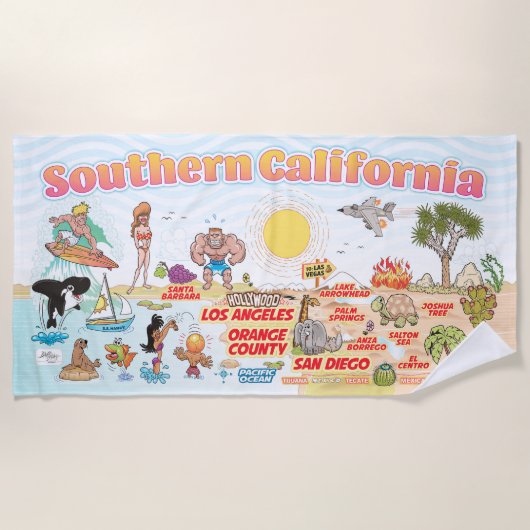 Zuidelijk Californië Strandlaken (Voorkant)