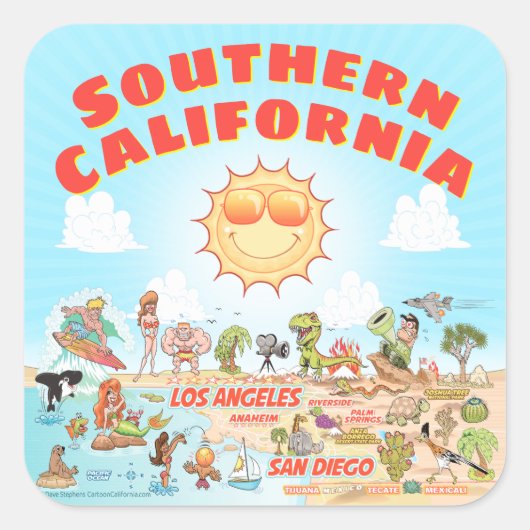 Zuidelijk Californië Vierkante Sticker (Voorkant)