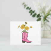 Zuidelijk Cowgirl Western Briefkaart Roze Boot (Staand voorkant)