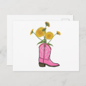Zuidelijk Cowgirl Western Briefkaart Roze Boot (Voorkant / Achterkant)