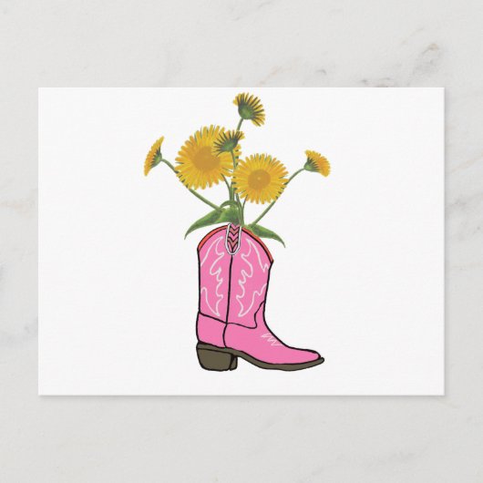 Zuidelijk Cowgirl Western Briefkaart Roze Boot (Voorkant)