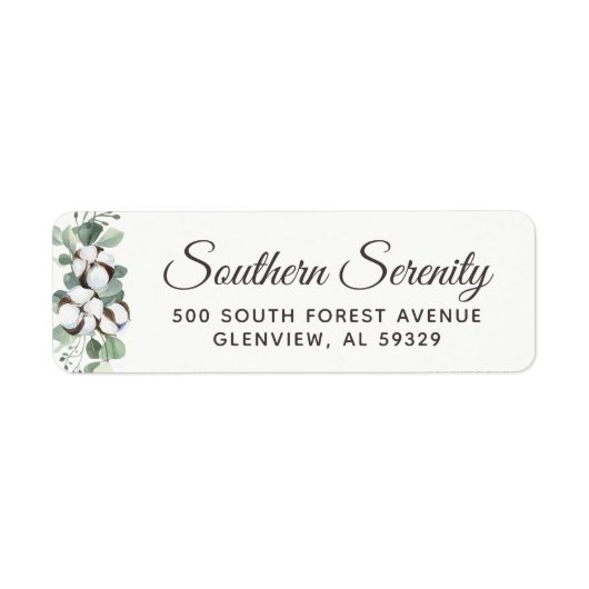 Zuidelijk Katoen en Botanisch Minimalistisch Adres Etiket (Voorkant)
