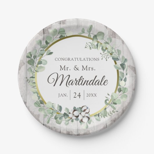 Zuidelijk land Katoen Boll Botanisch Rustiek Hout Papieren Bordje (Voorkant)