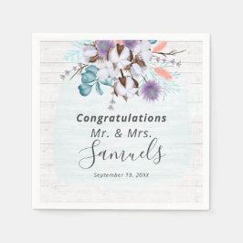 Zuidelijk land Katoen Boll Botanisch Rustiek Hout Servet