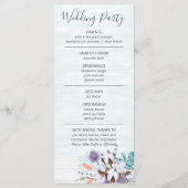 Zuidelijk Land Katoen Boll Rustiek Hout Bruiloft Programmakaart (Achterkant)