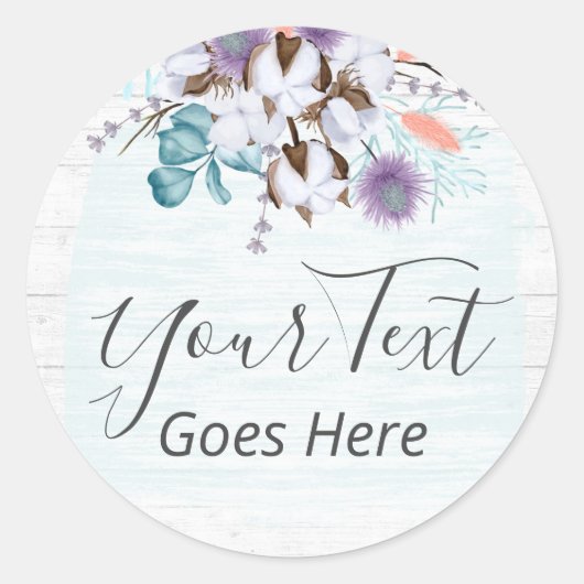 Zuidelijk Land Katoenen Boll Rustieke Houten Boerd Ronde Sticker (Voorkant)