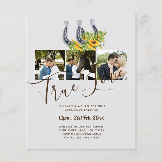 Zuidelijk land rustieke foto budget bruiloft flyer (Voorkant)