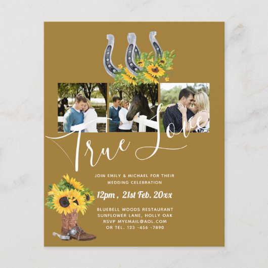 Zuidelijk land rustieke foto budget bruiloft flyer (Voorkant)