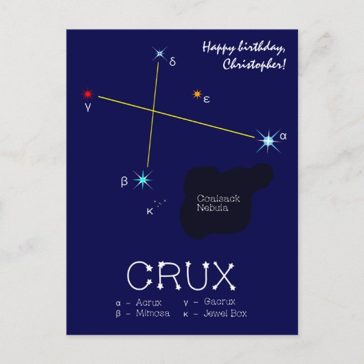 Zuidelijk sterrenbeeld Zuiderkruis Briefkaart (Voorkant)