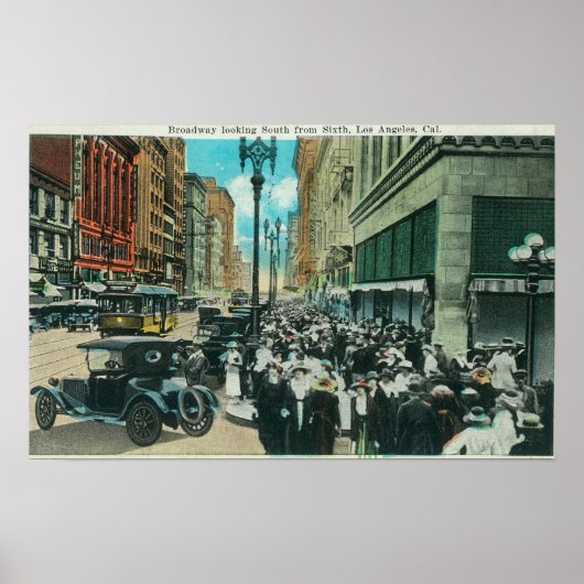 Zuidelijk Uitzicht van Broadway vanaf 6th Street Poster (Voorkant)
