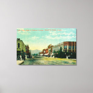 Zuidelijk Uitzicht van de Zesde Straat van Railroa Canvas Afdruk