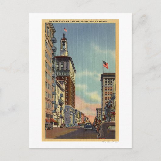 Zuidelijk Uitzicht van First Street Briefkaart (Voorkant)