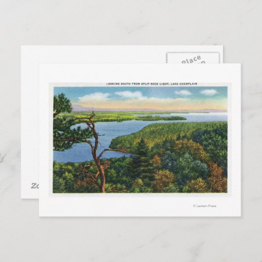 Zuidelijk Uitzicht van het meer van Split Rock Lig Briefkaart (Voorkant / Achterkant)