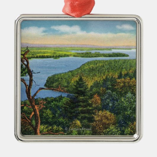 Zuidelijk Uitzicht van het meer van Split Rock Lig Metalen Ornament (Voorkant)