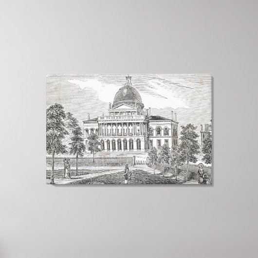 Zuidelijk uitzicht van het Staatshuis in Boston Canvas Afdruk (Voorkant)