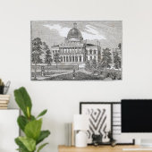 Zuidelijk uitzicht van het Staatshuis in Boston Poster (Thuiskantoor)