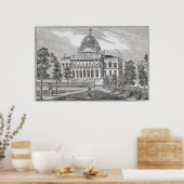 Zuidelijk uitzicht van het Staatshuis in Boston Poster (Keuken)