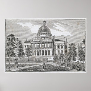 Zuidelijk uitzicht van het Staatshuis in Boston Poster