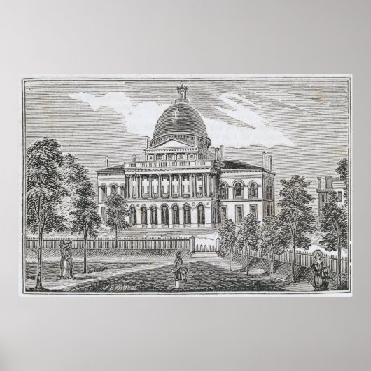 Zuidelijk uitzicht van het Staatshuis in Boston Poster (Voorkant)