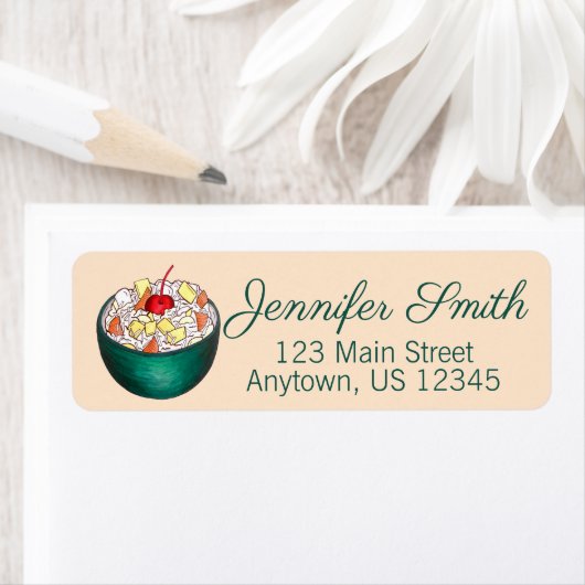 Zuidelijke Ambrosia Coconut Marshmallow Fruitsalad Etiket (Insitu)