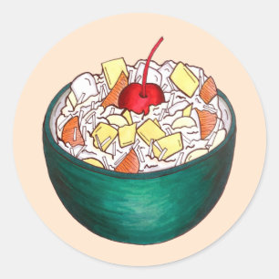 Zuidelijke Ambrosia Coconut Marshmallow Fruitsalad Ronde Sticker
