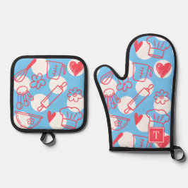 Zuidelijke Bak Polka Dot Patroon Recept Ovenwant & Pannenlap Set