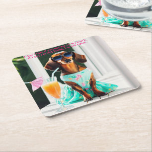 Zuidelijke Bell Dachshund Party Drink Coasters Kartonnen Onderzetters