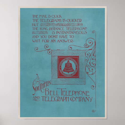  zuidelijke Bell Telegraph Telefoon Advert Poster (Voorkant)