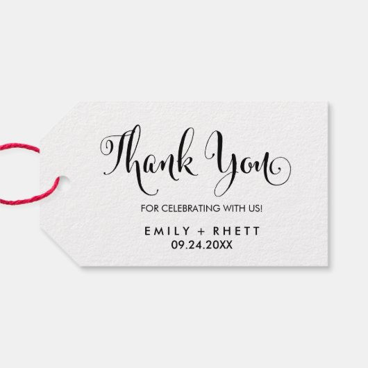 Zuidelijke Belle Calligrafie Hartelijk dank Cadeaulabel (Achterkant Horizontaal)