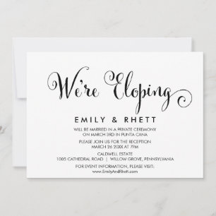 Zuidelijke Belle Calligraphy Elopement Ontvangst Kaart