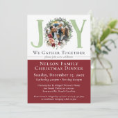 Zuidelijke bloemige katoenen kerstdinermenu uitnod kaart (Staand voorkant)