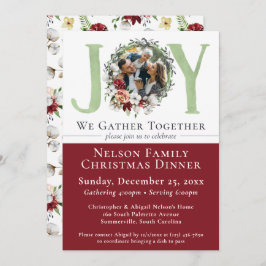 Zuidelijke bloemige katoenen kerstdinermenu uitnod kaart