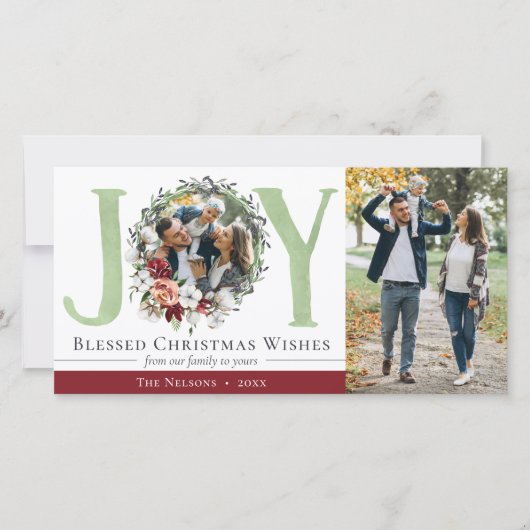 Zuidelijke Bloemige Katoenen Kerstvreugde Vakantie Kaart (Voorkant)