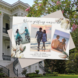 Zuidelijke bruiloft Save the Date Magnolia Bloemen