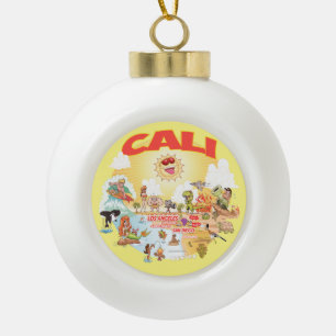 Zuidelijke Californische Cartoon Keramische Bal Ornament