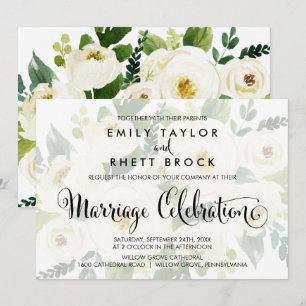 Zuidelijke Calligrafie   Faded Floral-huwelijk Kaart