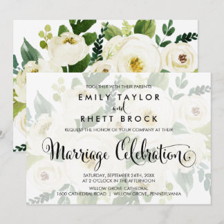 Zuidelijke Calligrafie | Faded Floral-huwelijk Kaart